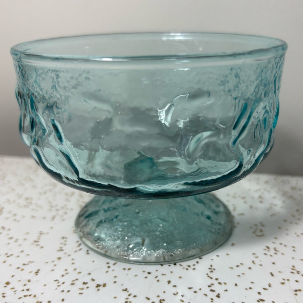 One vintage Anchor Hocking Lido Milano aquamarine footed dessert cup